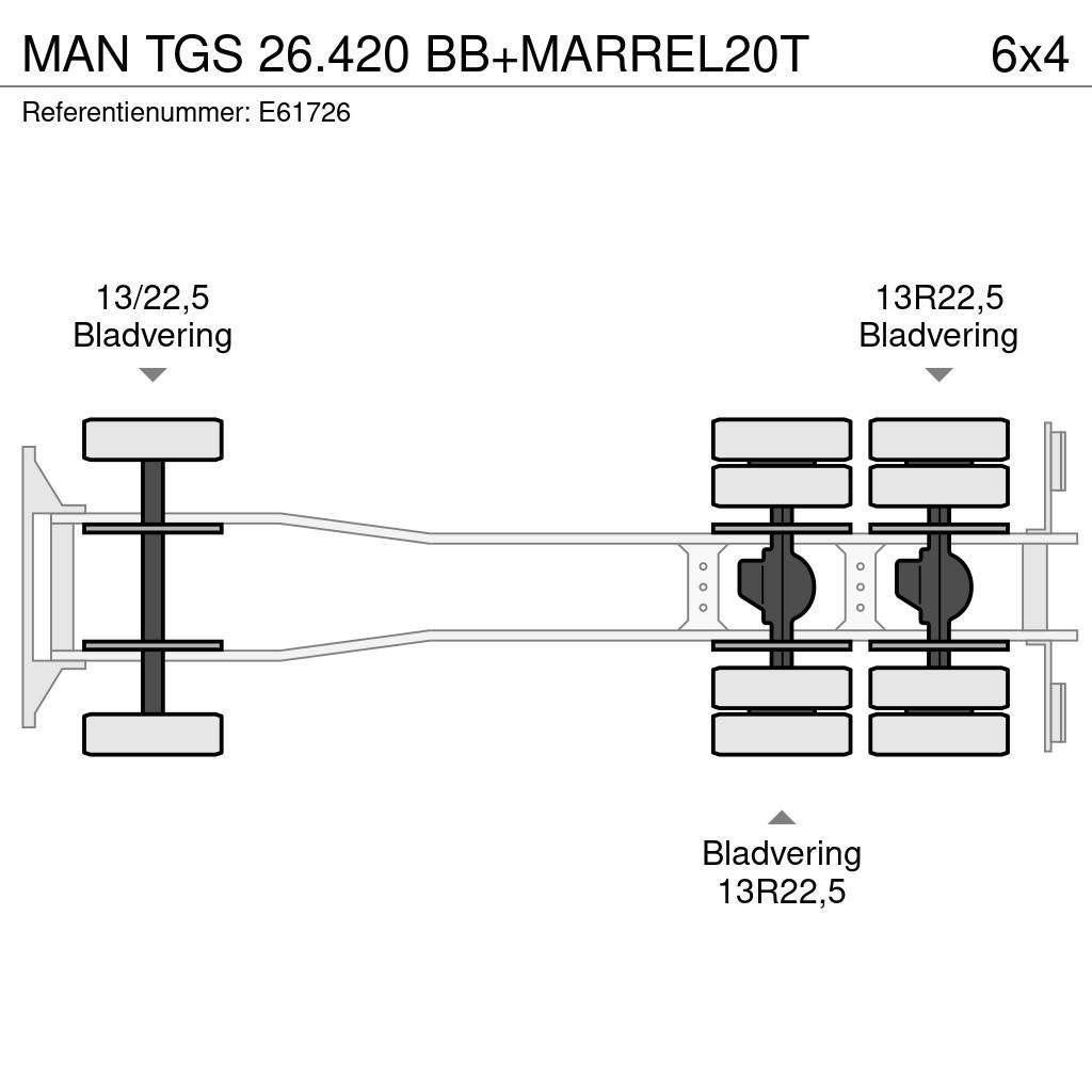 MAN TGS 26.420 BB+MARREL20T Smagās mašīnas ar konteineriem