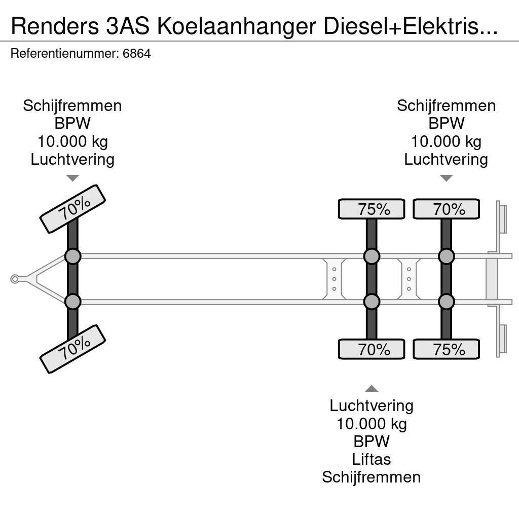Renders 3AS Koelaanhanger Diesel+Elektrisch 10T assen Treileri ar ar temperatūras kontroli