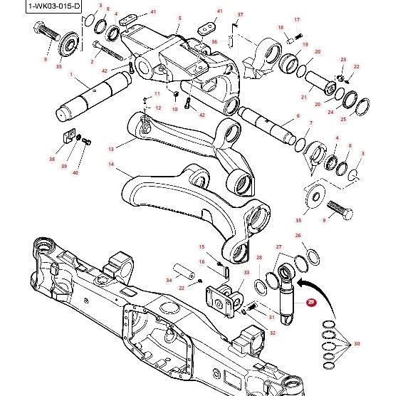 Massey Ferguson 8727 Front axle shock absorber cylinder 7700160101 Šasija un piekare