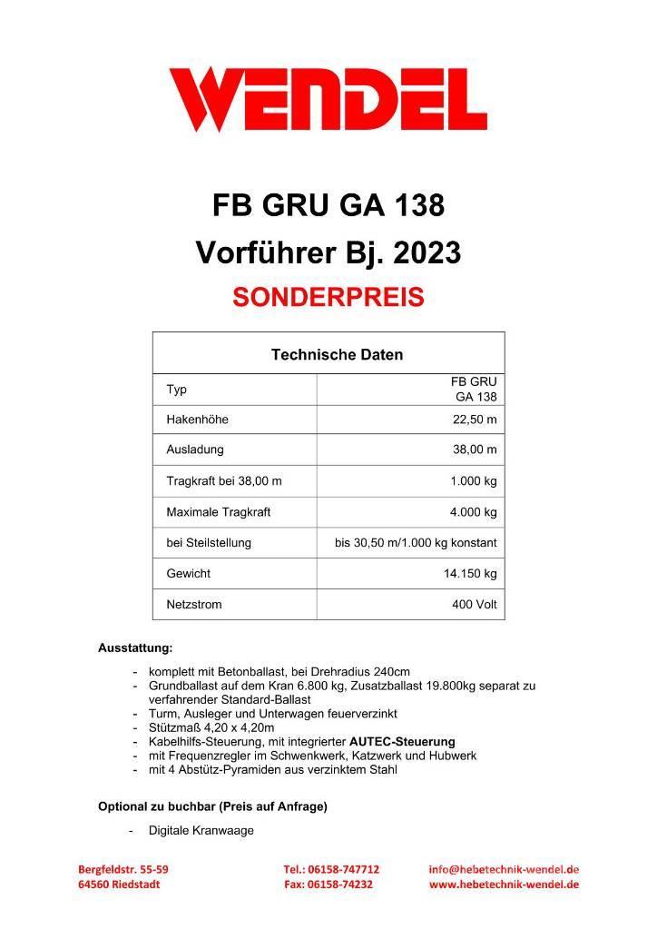 FB GRU GA 138 - Turmdrehkran - Baukran - Kran Torņa krāni
