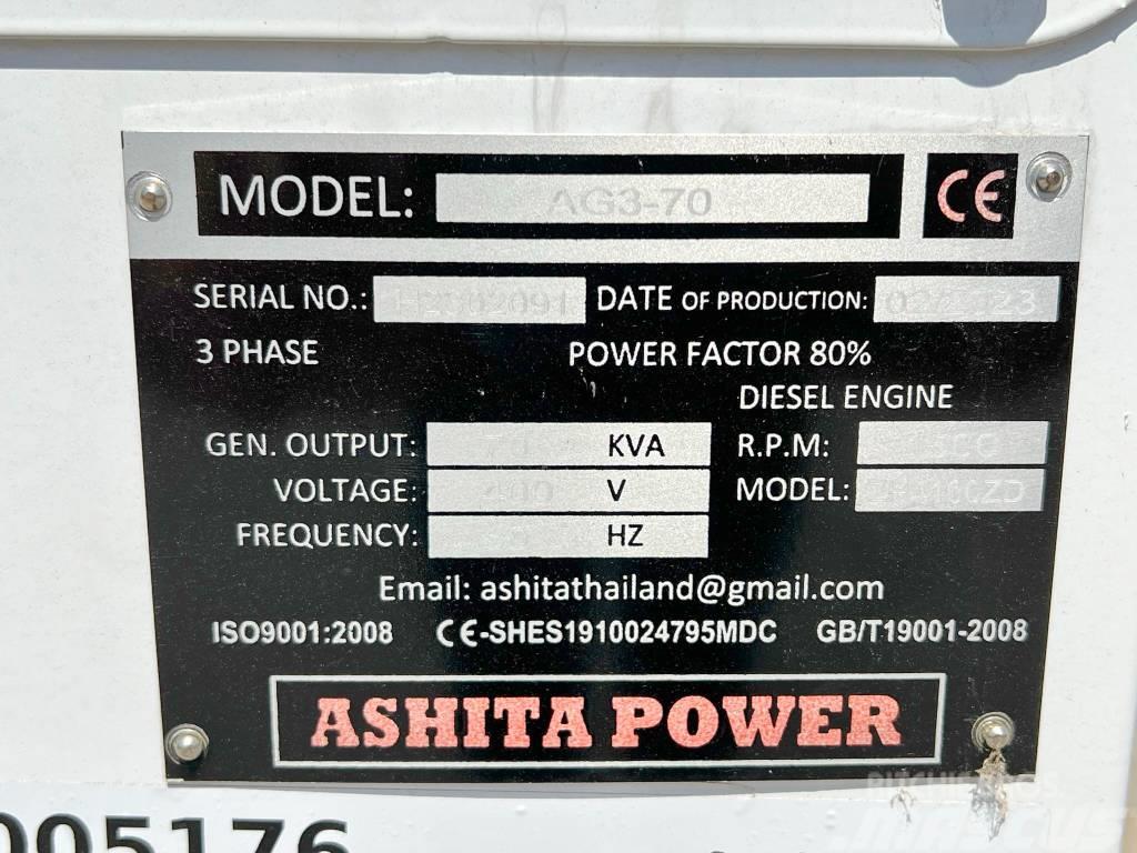 Ashita AG3-70 - 70 KVA New / Unused / CE Certified Dīzeļģeneratori