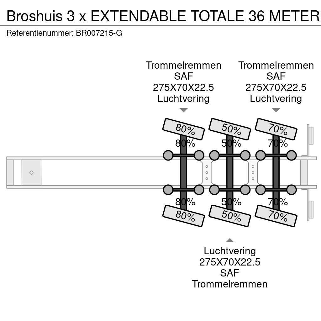 Broshuis 3 x EXTENDABLE TOTALE 36 METER Tents treileri
