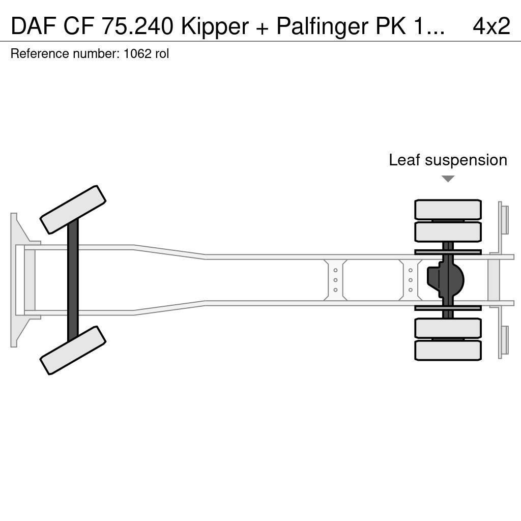 DAF CF 75.240 Kipper + Palfinger PK 10500 Crane Perfec Treileri ar āķi