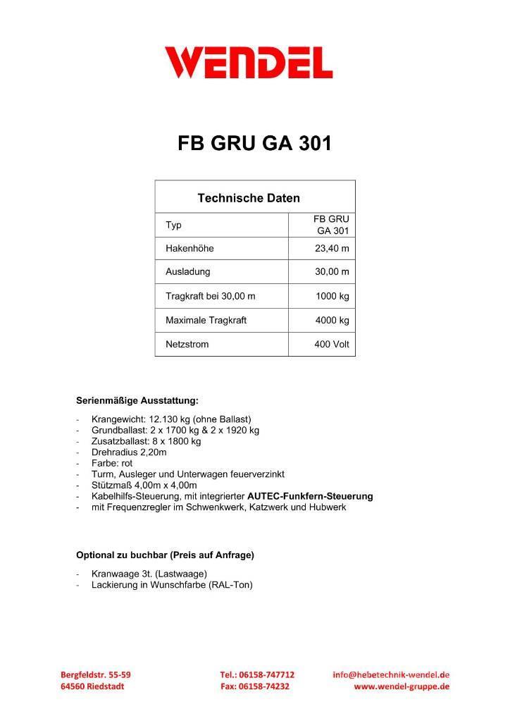FB GRU GA 301 - Turmdrehkran - Baukran - Kran Torņa krāni