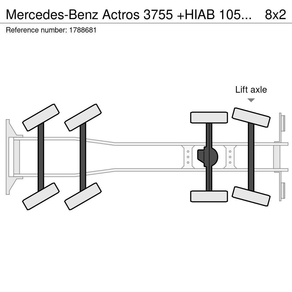 Mercedes-Benz Actros 3755 +HIAB 1055 EP-6 HIPRO KRAAN/KRAN/CRANE Smagās mašīnas ar celtni