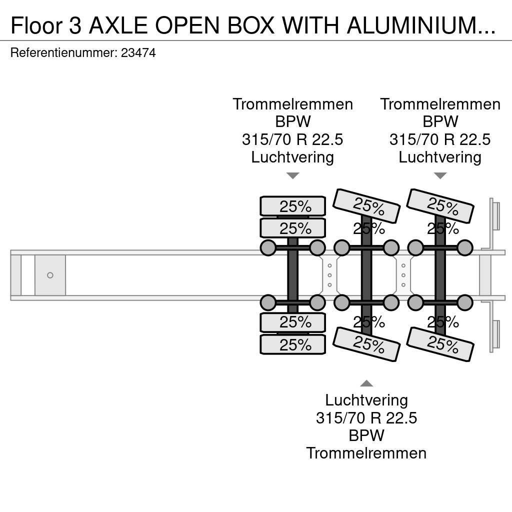 Floor 3 AXLE OPEN BOX WITH ALUMINIUM SIDE BOARDS Tents treileri