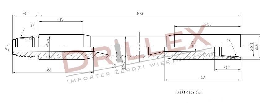 Vermeer D7x11, D9x13, D10x15 S3  Drill pipes, Żerdzie Horizontālā virziena urbšanas iekārtas