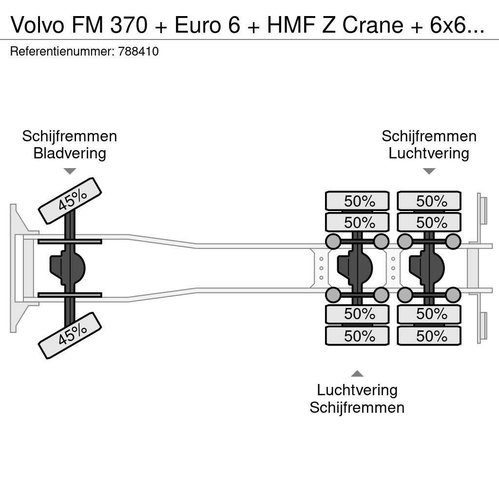 Volvo FM 370 + Euro 6 + HMF Z Crane + 6x6 + Hardox KIPPE Visurgājēji celtņi