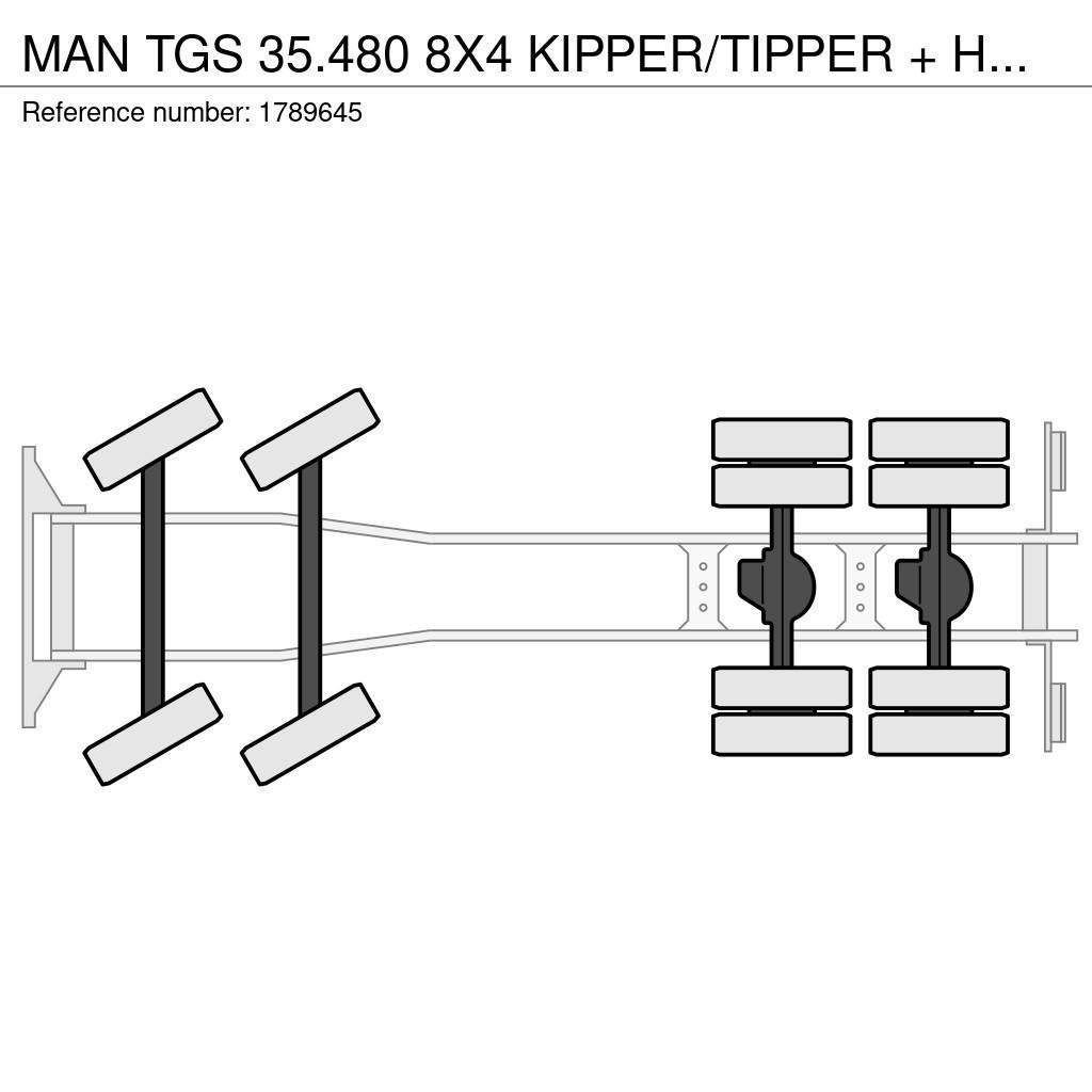 MAN TGS 35.480 8X4 KIPPER/TIPPER + HMF 2620-K5 KRAAN/K Smagās mašīnas ar celtni