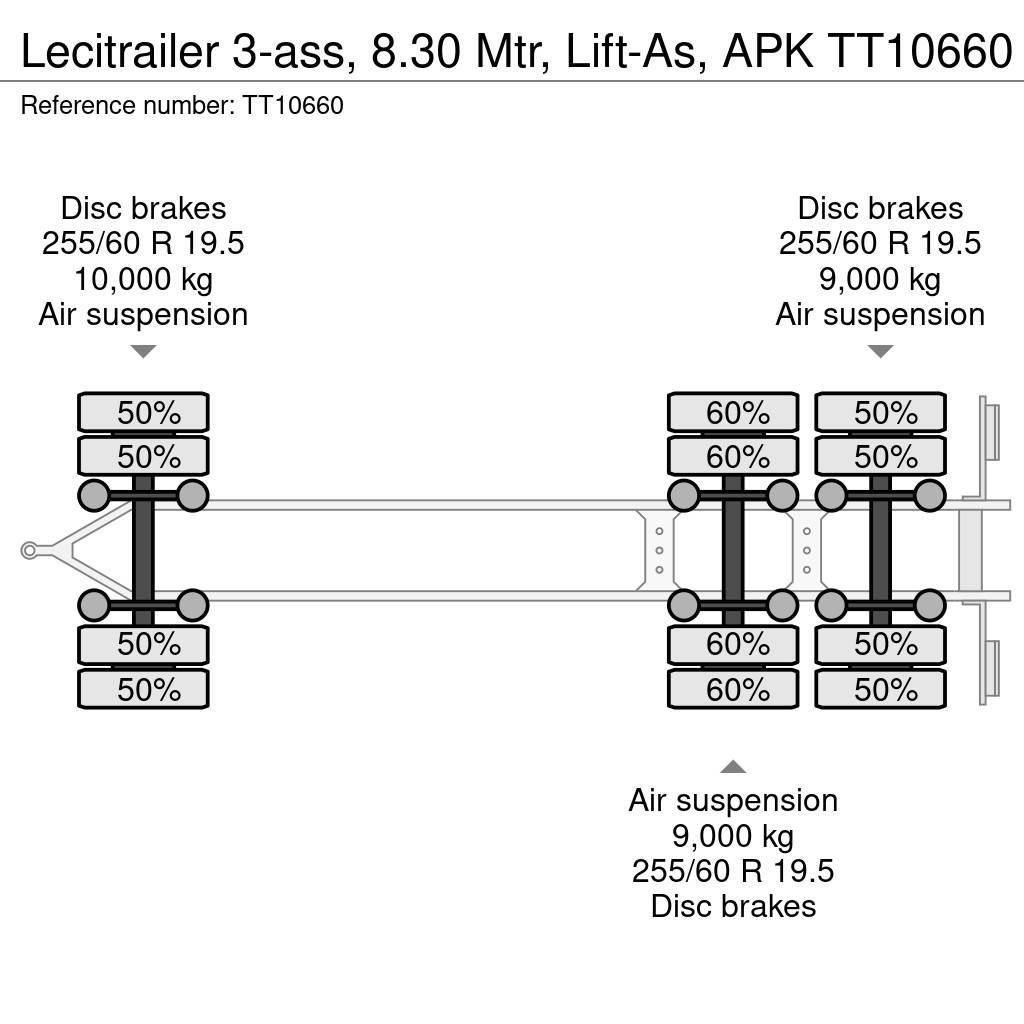 Lecitrailer 3-ass, 8.30 Mtr, Lift-As, APK Platformas/izkraušana no sāniem