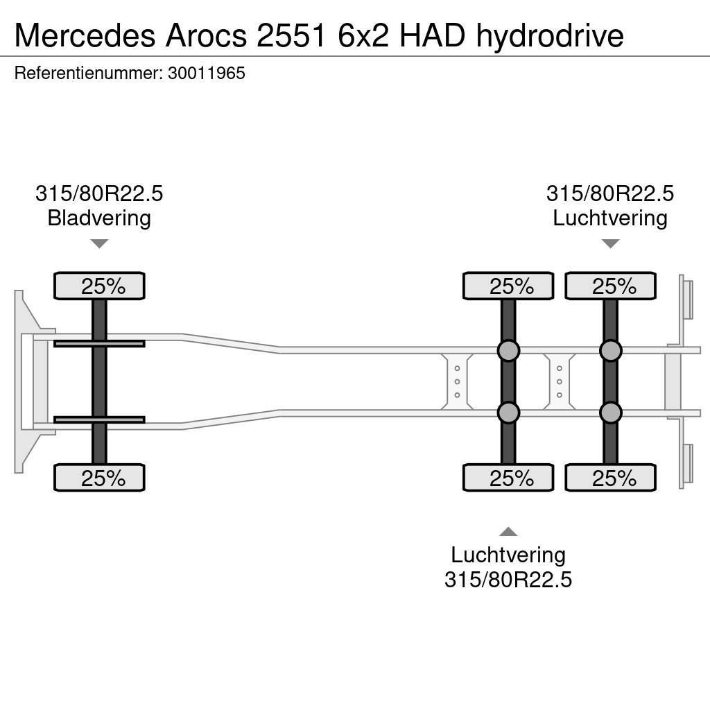 Mercedes-Benz Arocs 2551 6x2 HAD hydrodrive Šasija ar kabīni