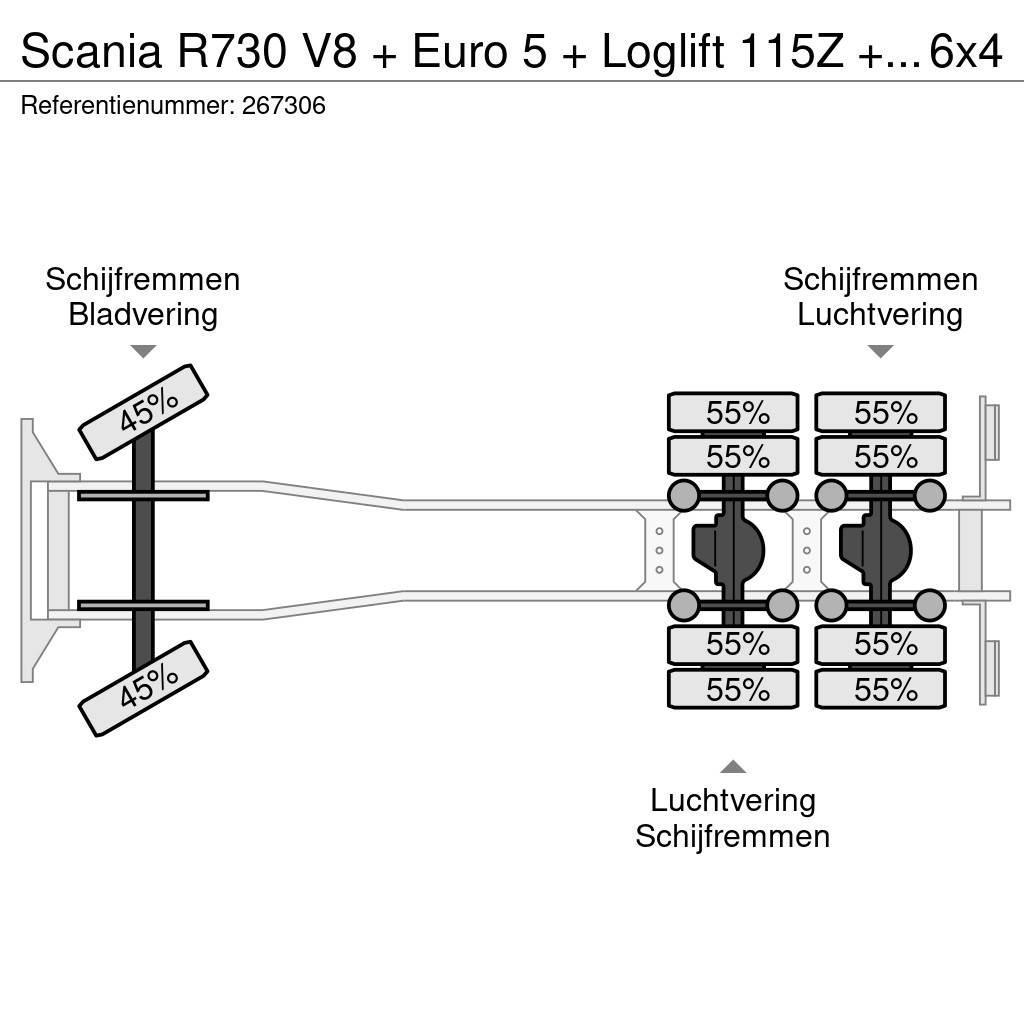 Scania R730 V8 + Euro 5 + Loglift 115Z + 6X4 + DISCOUNTED Visurgājēji celtņi