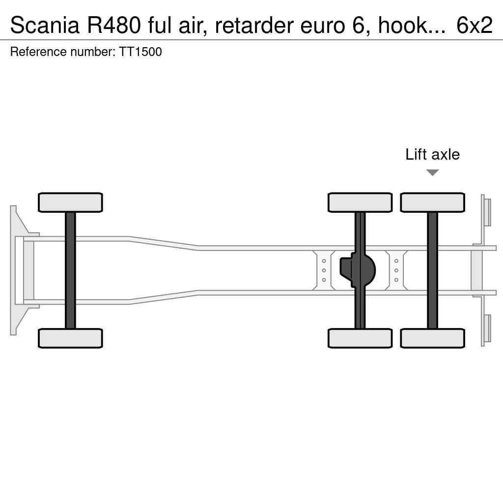 Scania R480 ful air, retarder euro 6, hooklift Treileri ar āķi