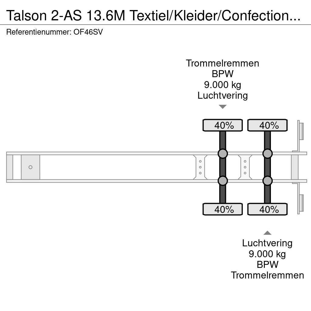 Talson 2-AS 13.6M Textiel/Kleider/Confection ABS APK/TUV Noslēgtās piekabes