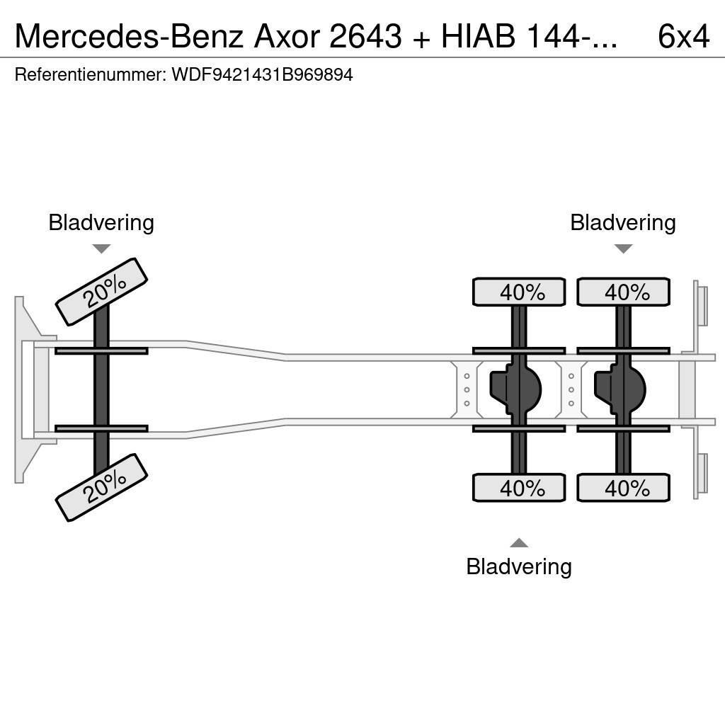 Mercedes-Benz Axor 2643 + HIAB 144-3+REMOTE + EURO 5 + 6X4 BIG A Visurgājēji celtņi