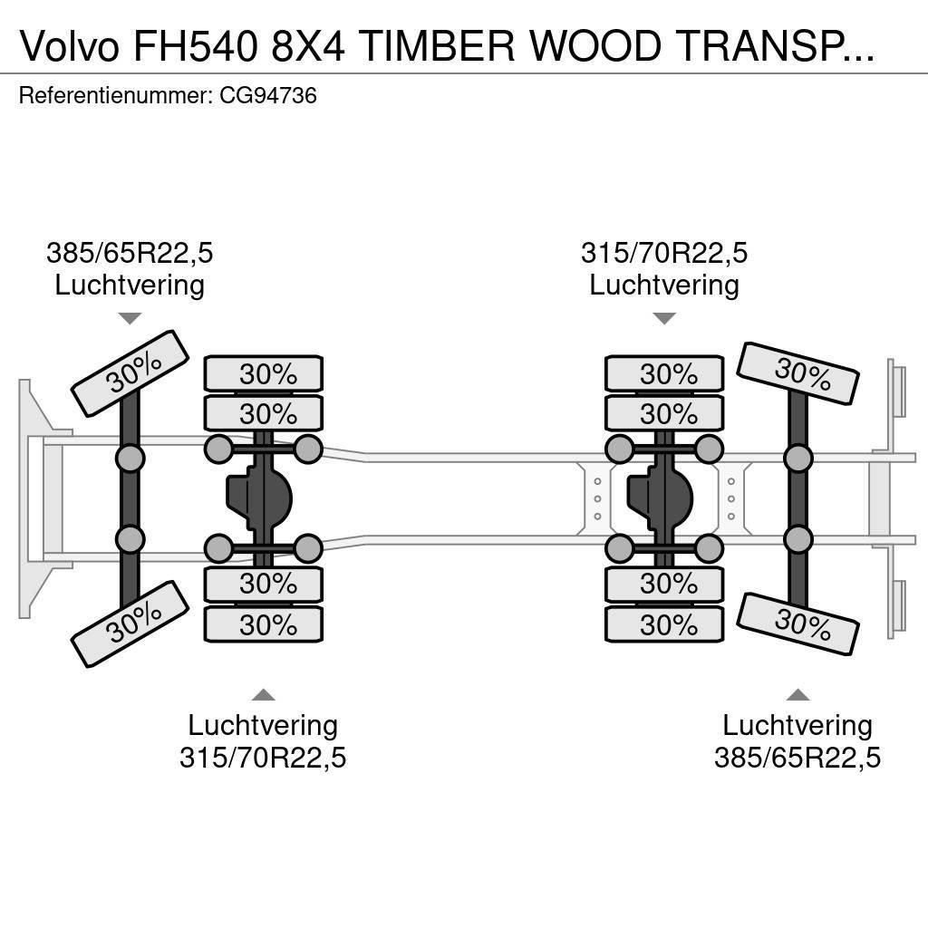 Volvo FH540 8X4 TIMBER WOOD TRANSPORT COMBI WITH TRAILER Visurgājēji celtņi