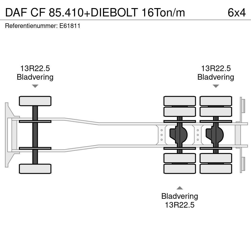DAF CF 85.410+DIEBOLT 16Ton/m Smagās mašīnas ar konteineriem
