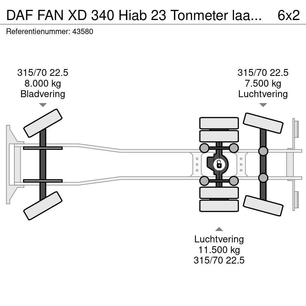DAF FAN XD 340 Hiab 23 Tonmeter laadkraan + Welvaarts Atkritumu izvešanas transports