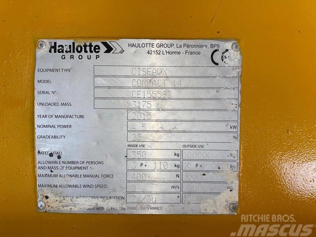 Haulotte Compact 14 Šķerveida pacēlāji