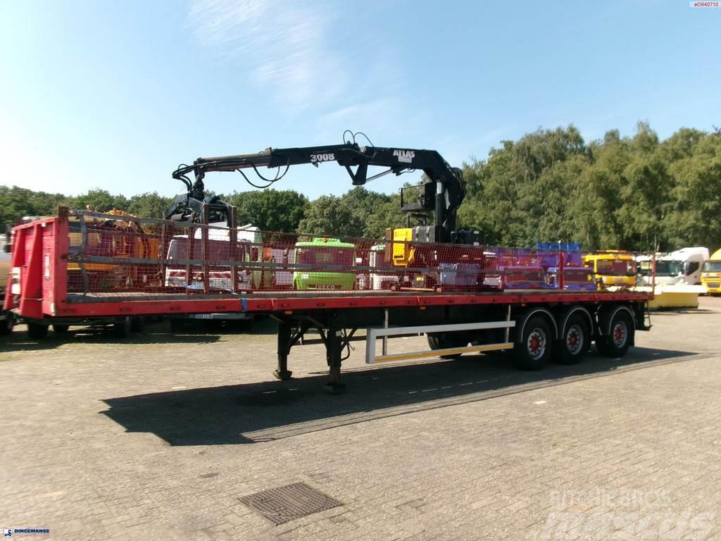 Fruehauf 3-axle platform trailer + Atlas 3008 crane Platformas/izkraušana no sāniem