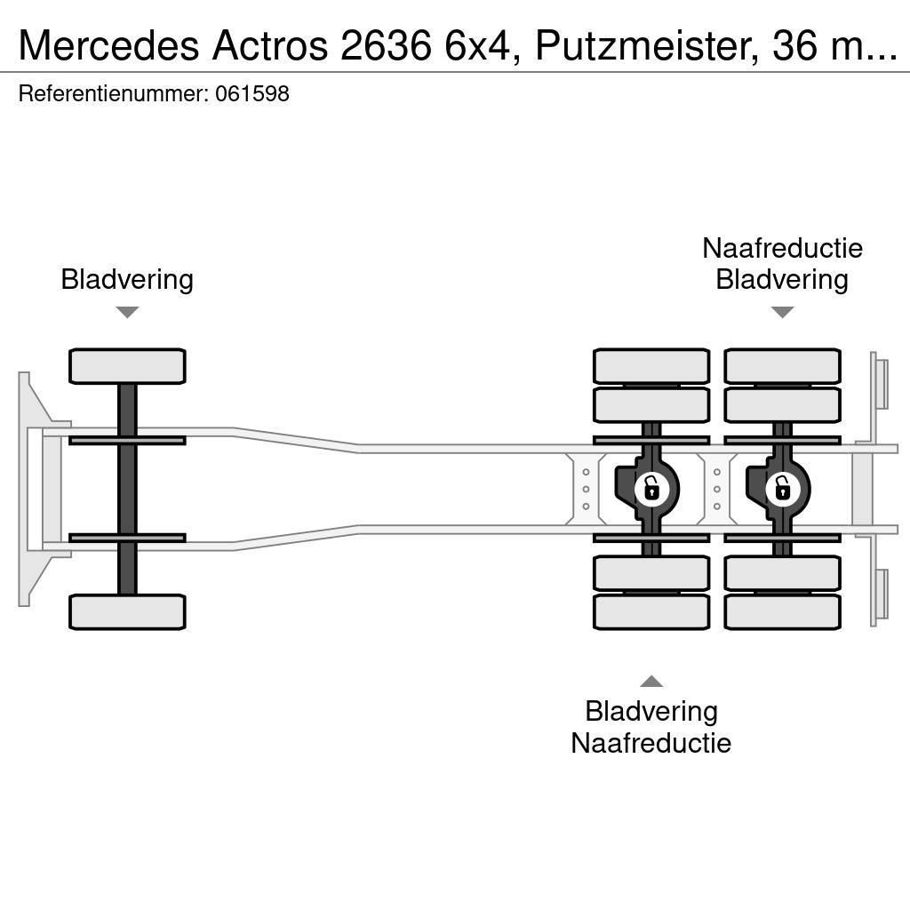 Mercedes-Benz Actros 2636 6x4, Putzmeister, 36 mtr, Remote, 3 pe Kravas mašīna- betona sūknis