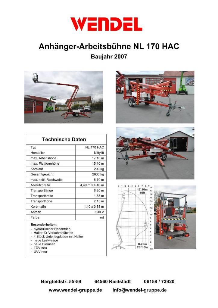 Niftylift NL 170 HAC Pacēlājplatformas - piekabes