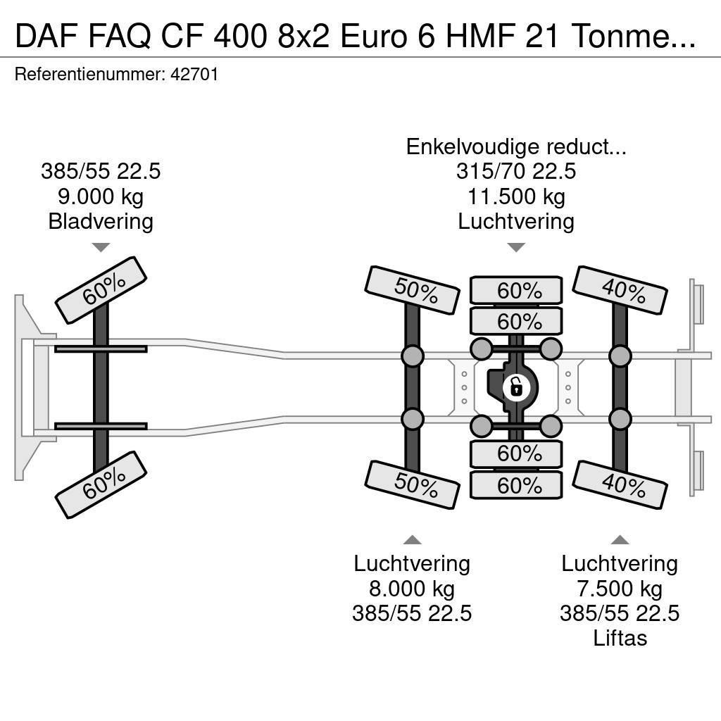 DAF FAQ CF 400 8x2 Euro 6 HMF 21 Tonmeter laadkraan Treileri ar āķi