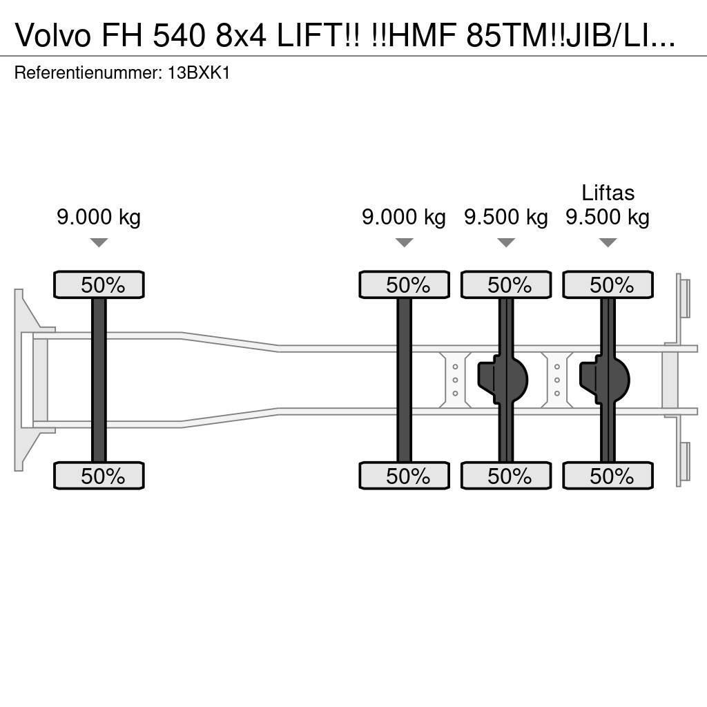 Volvo FH 540 8x4 LIFT!! !!HMF 85TM!!JIB/LIER/WINCH!!2018 Visurgājēji celtņi