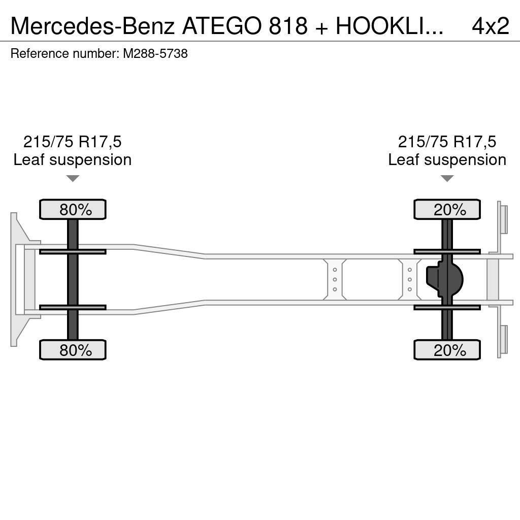 Mercedes-Benz ATEGO 818 + HOOKLIFT + BOX + ANALOG TACHO Treileri ar āķi