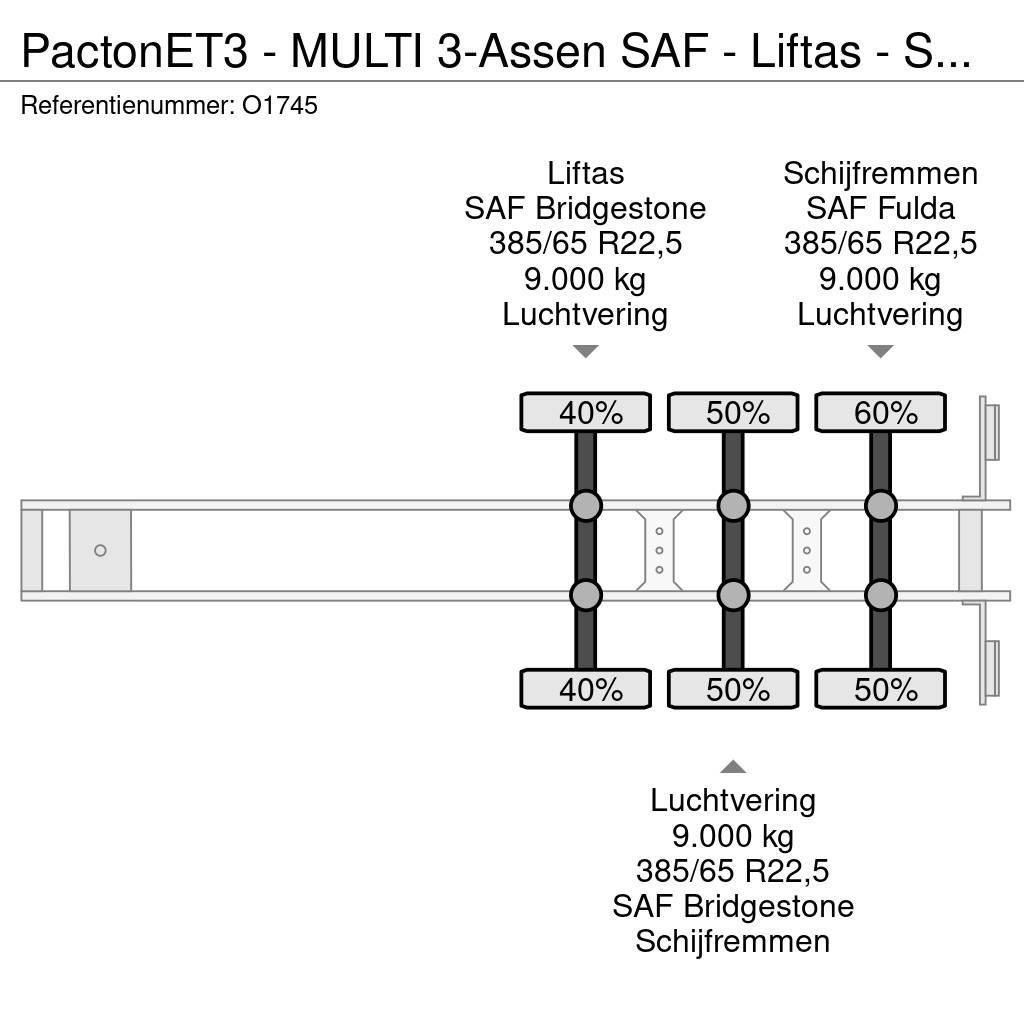 Pacton ET3 - MULTI 3-Assen SAF - Liftas - Schijfremmen - Konteinertreileri
