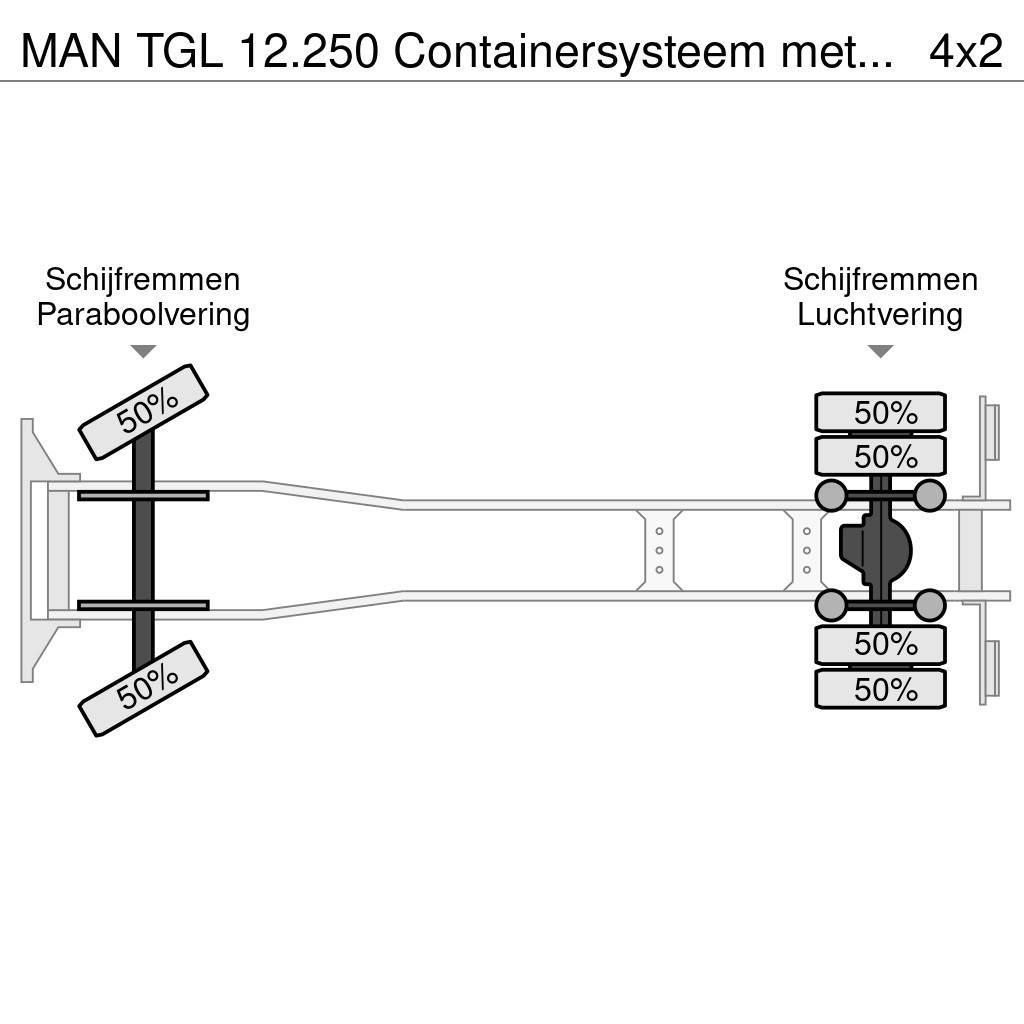 MAN TGL 12.250 Containersysteem met kraan Palfinger PK Treileri ar āķi