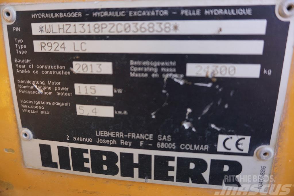 Liebherr R 924 LC Kāpurķēžu ekskavatori