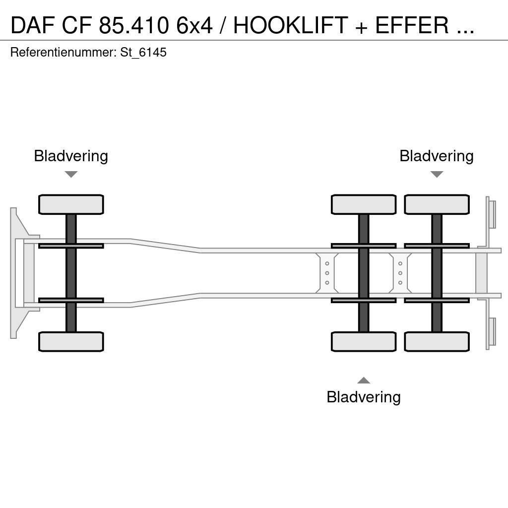 DAF CF 85.410 6x4 / HOOKLIFT + EFFER CRANE Smagās mašīnas ar celtni