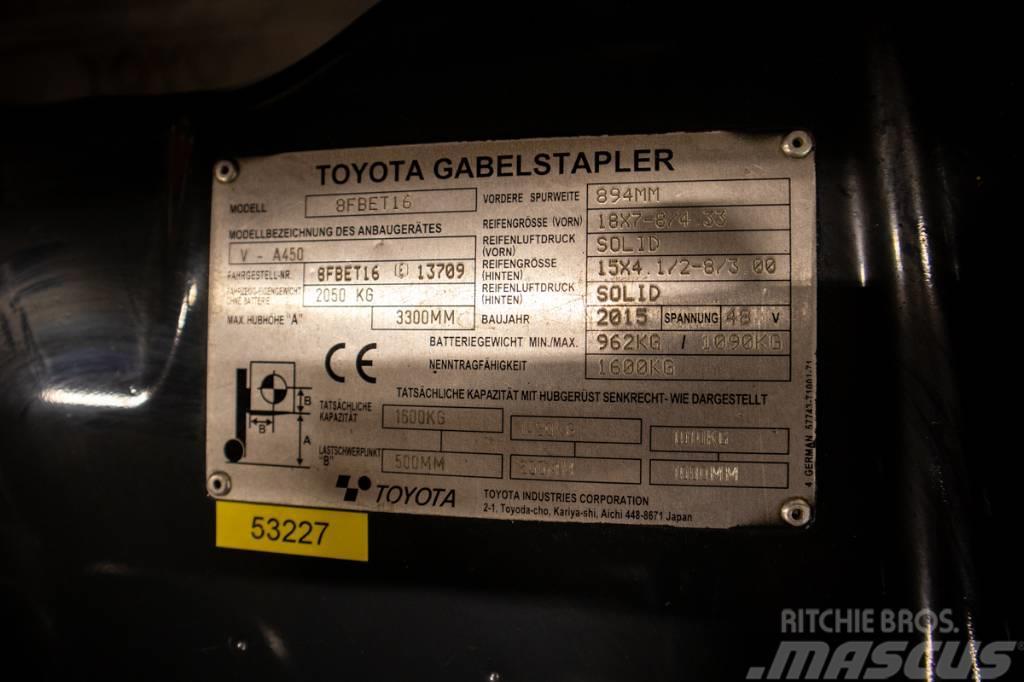 Toyota 8 FB ET 16, smidig 1,6 tons motviktstruck Elektriskie iekrāvēji