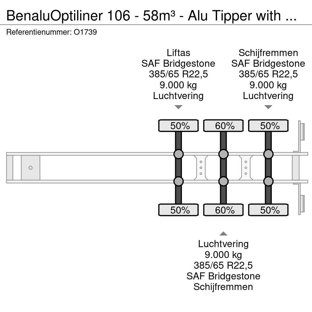 Benalu Optiliner 106 - 58m³ - Alu Tipper with Carrier Sup Piekabes pašizgāzēji