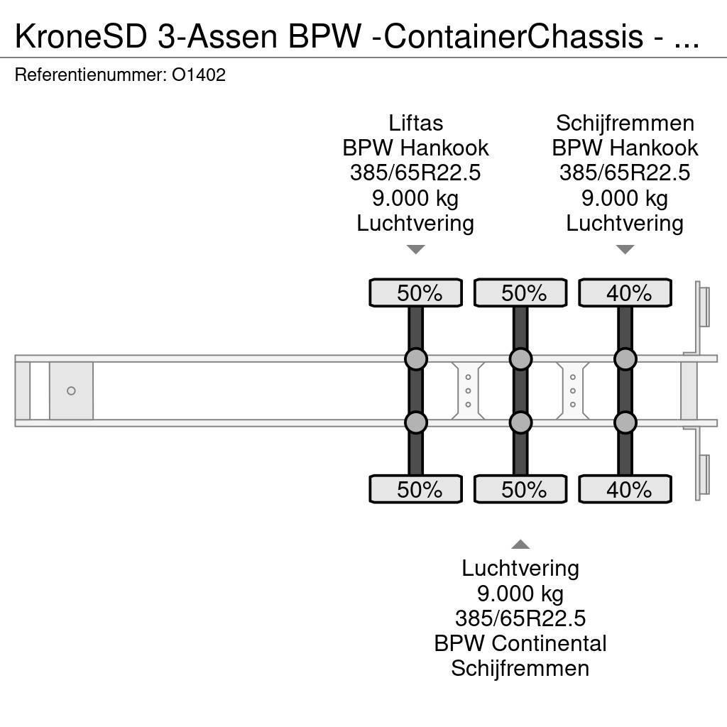 Krone SD 3-Assen BPW -ContainerChassis - Achterschuiver Konteinertreileri