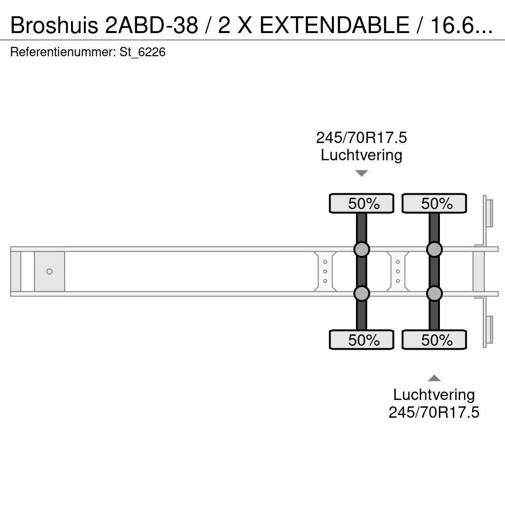Broshuis 2ABD-38 / 2 X EXTENDABLE / 16.62 mtr BED / Zemie treileri