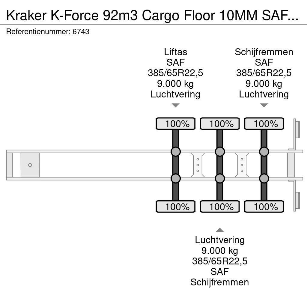 Kraker K-Force 92m3 Cargo Floor 10MM SAF, Liftachse, Remo Kustīgo grīdu puspiekabes