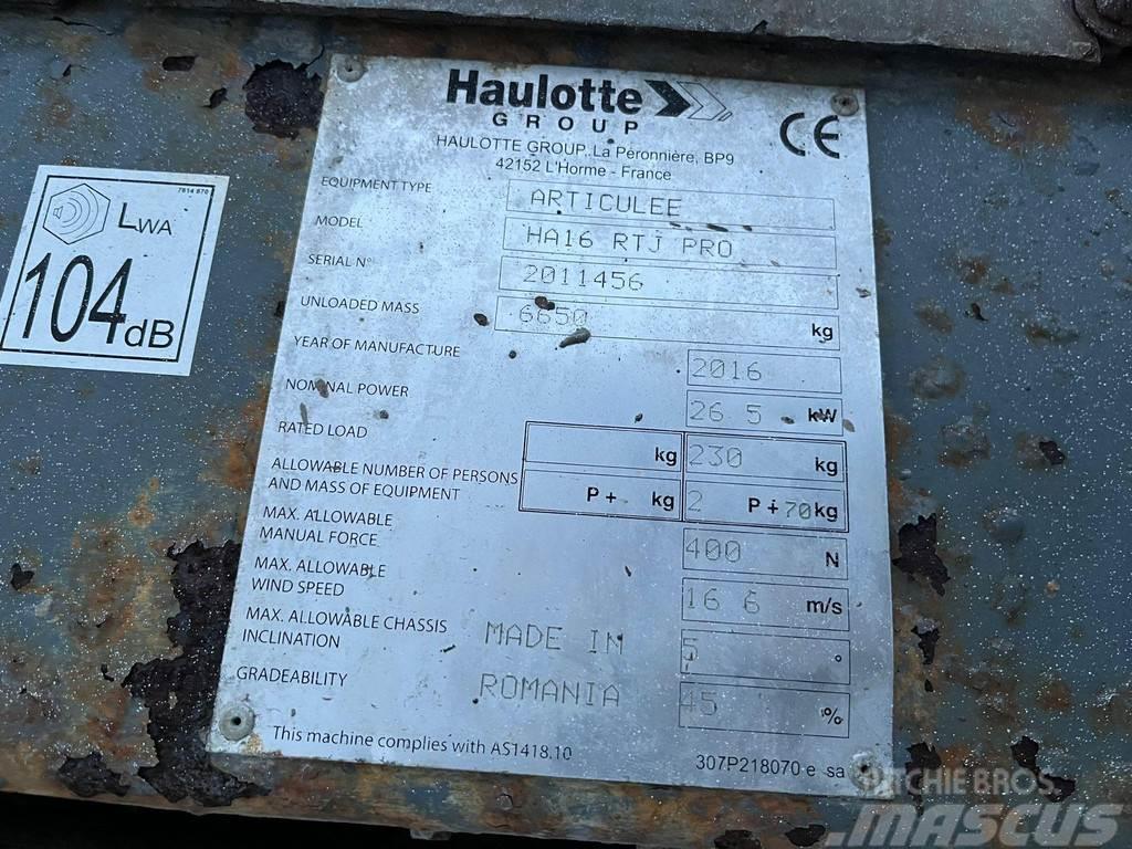 Haulotte Articulee HA16RTJ PRO BOOM 16 m / RATED LOAD 230 k Citi pacēlāji un platformas