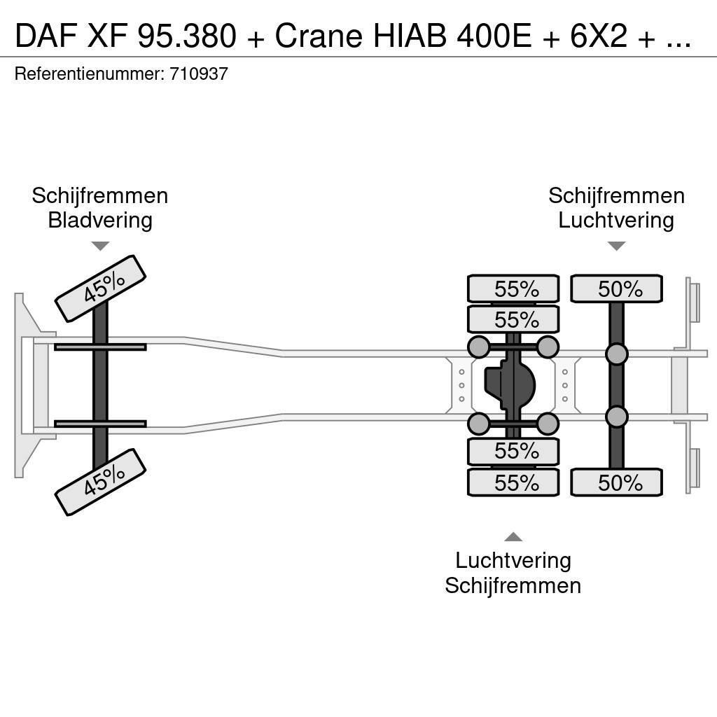 DAF XF 95.380 + Crane HIAB 400E + 6X2 + AIRCO Visurgājēji celtņi