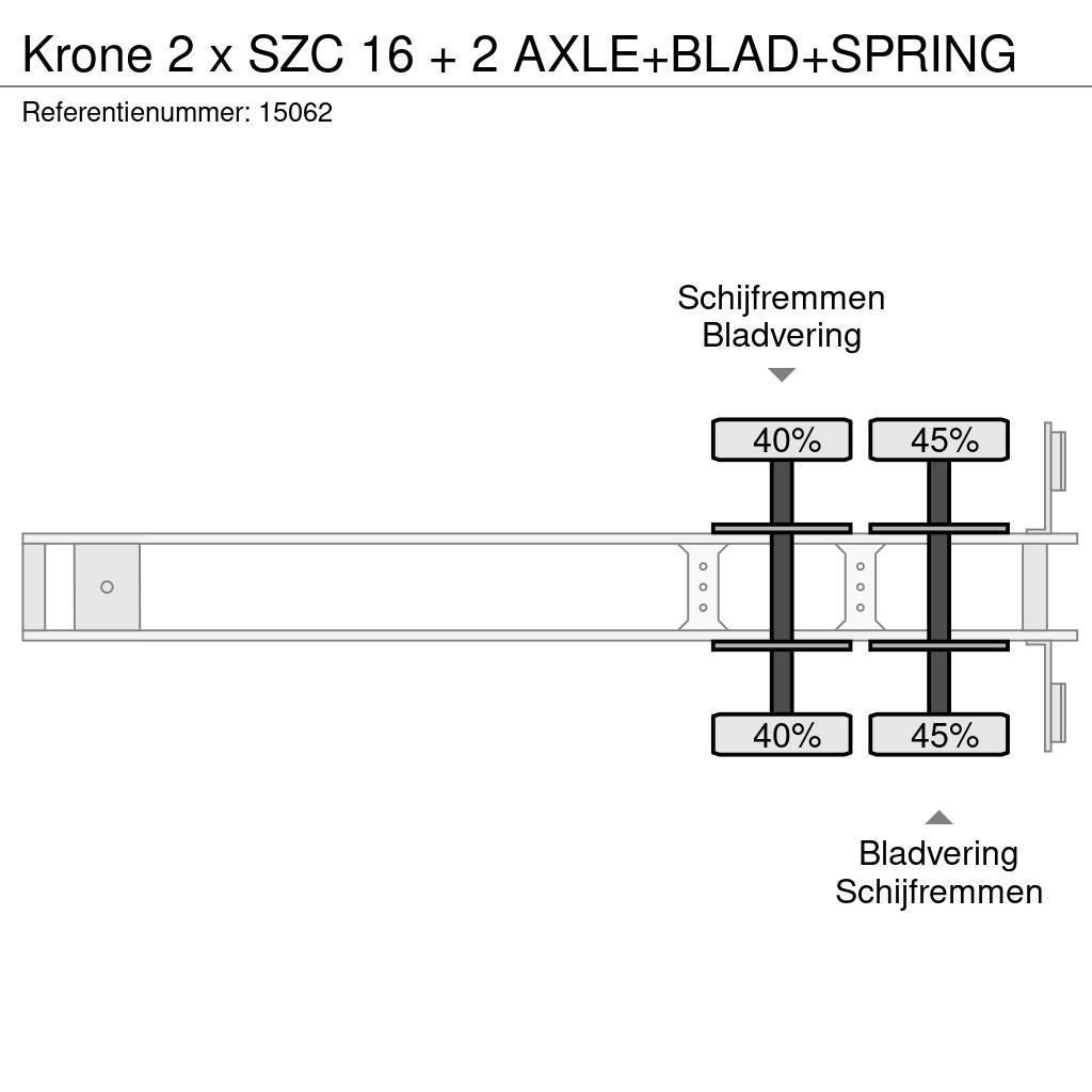 Krone 2 x SZC 16 + 2 AXLE+BLAD+SPRING Konteinertreileri
