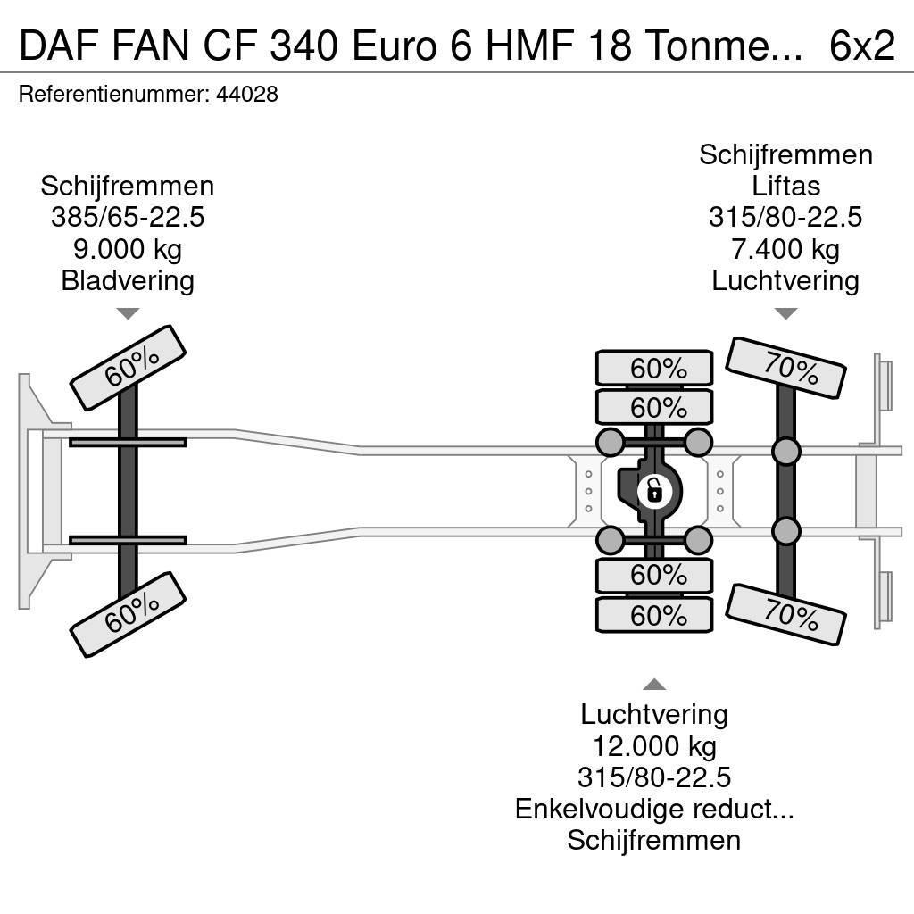 DAF FAN CF 340 Euro 6 HMF 18 Tonmeter laadkraan met li Treileri ar āķi