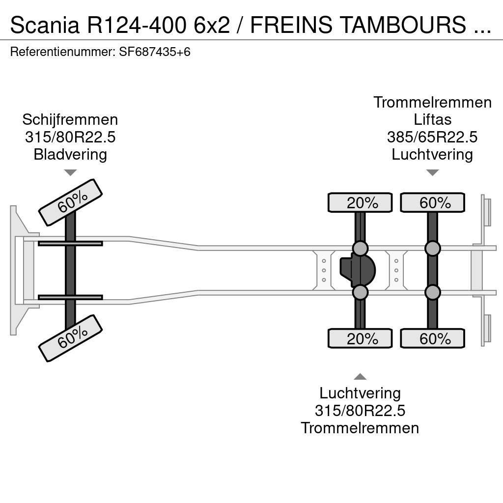 Scania R124-400 6x2 / FREINS TAMBOURS / DRUM BRAKES Treileri ar āķi