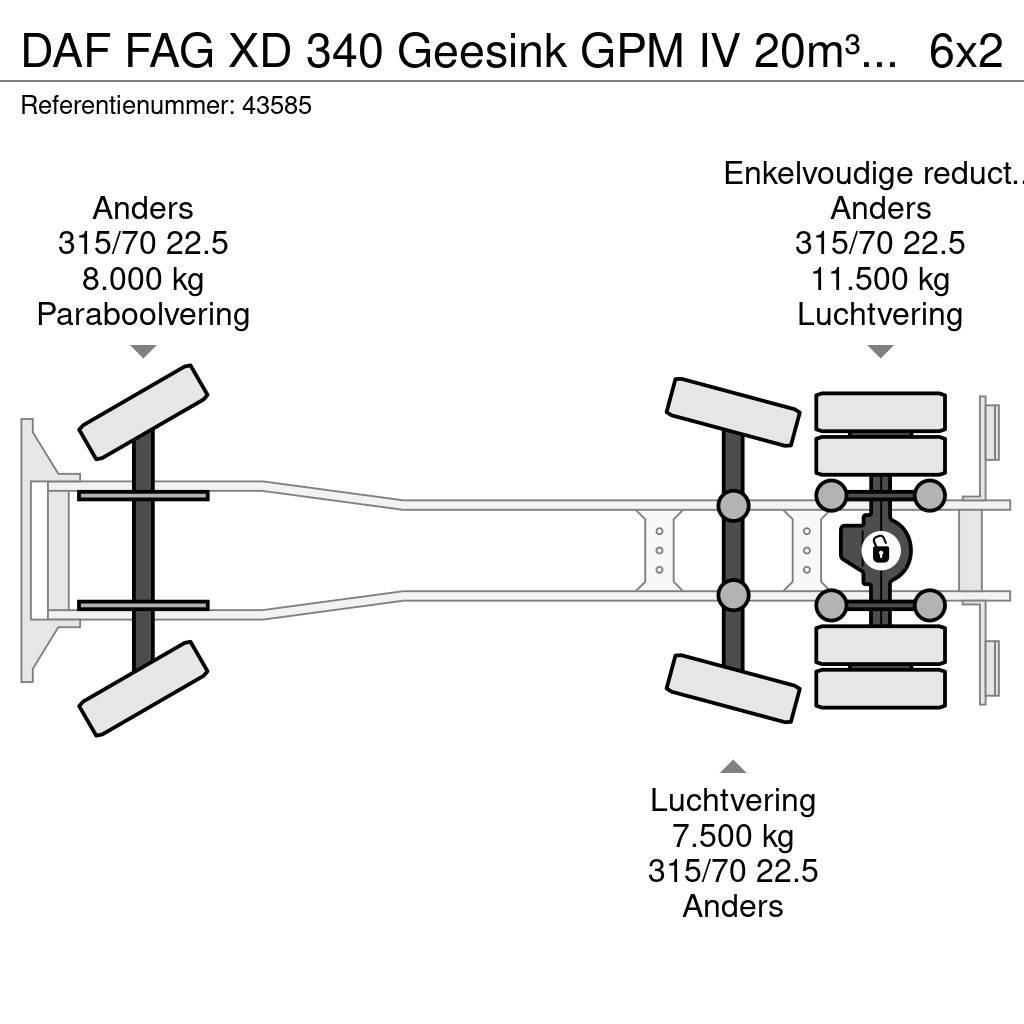 DAF FAG XD 340 Geesink GPM IV 20m³ GEC Welvaarts weigh Atkritumu izvešanas transports