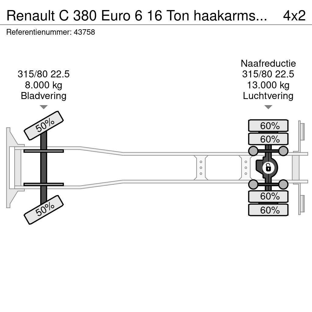 Renault C 380 Euro 6 16 Ton haakarmsysteem Treileri ar āķi