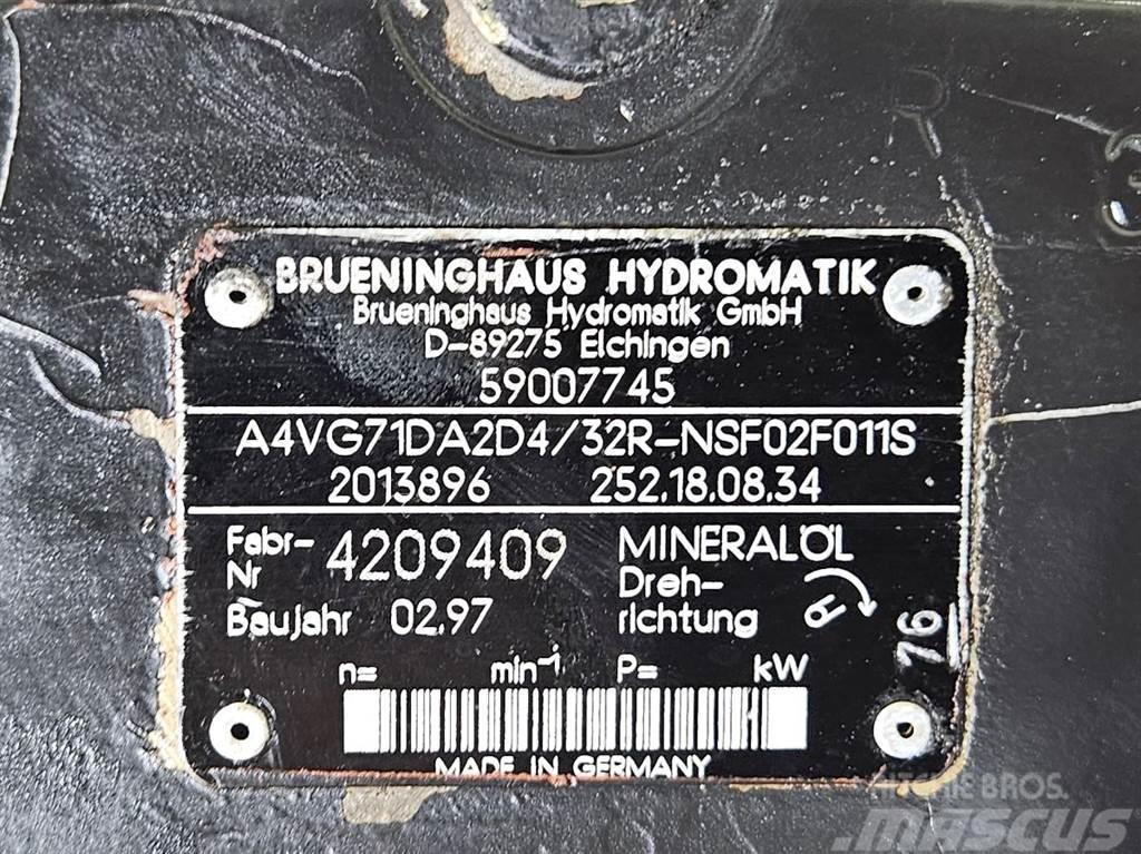Brueninghaus Hydromatik A4VG71DA2D4/32R-Drive pump/Fahrpumpe Hidraulika