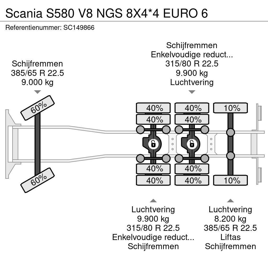Scania S580 V8 NGS 8X4*4 EURO 6 Šasija ar kabīni