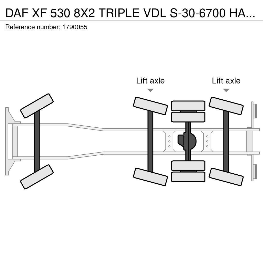 DAF XF 530 8X2 TRIPLE VDL S-30-6700 HAAKARMSYSTEEM/ABR Treileri ar āķi