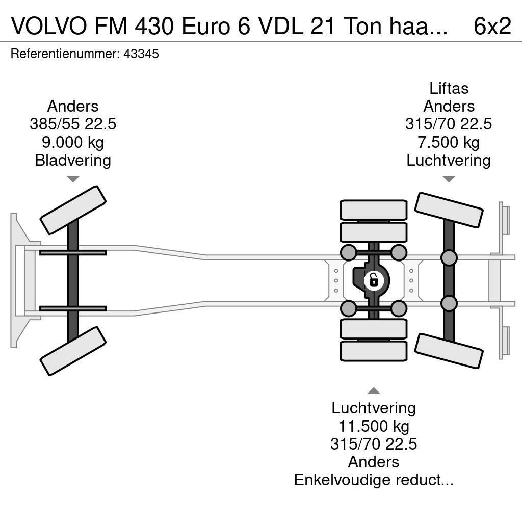 Volvo FM 430 Euro 6 VDL 21 Ton haakarmsysteem Smagās mašīnas ar konteineriem