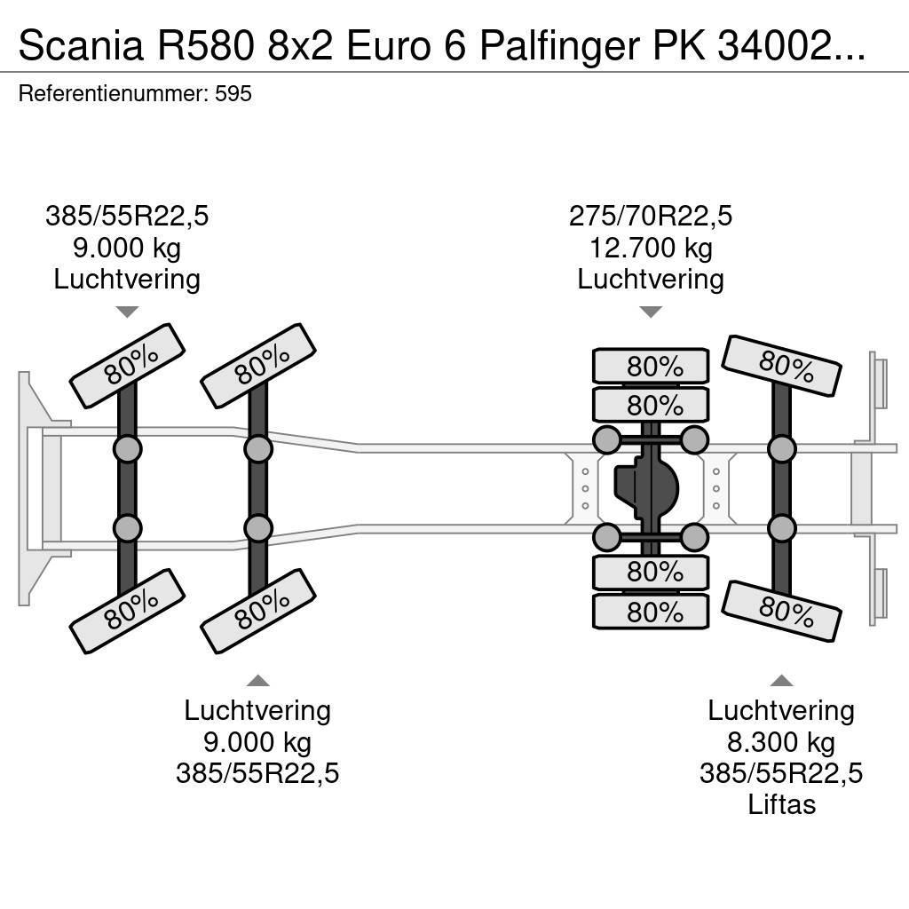 Scania R580 8x2 Euro 6 Palfinger PK 34002-SHF 7 x Hydr. W Visurgājēji celtņi